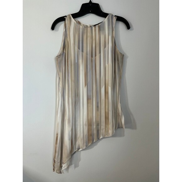White House Black Market Beige Striped Flowy Dress Tank Blouse size xs - Picture 1 of 5
